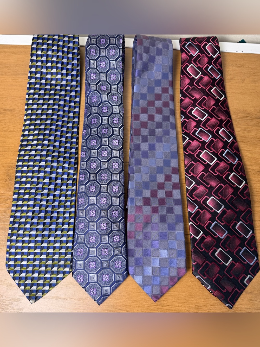 Geometric Designer Men's  Silk Tie Bundle Office Attire, Executive